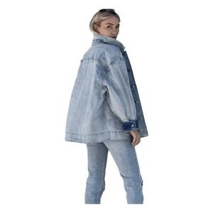 LNDN London Denim Sun‎ Washed Oversized Denim Barn Jacket Light Wash S